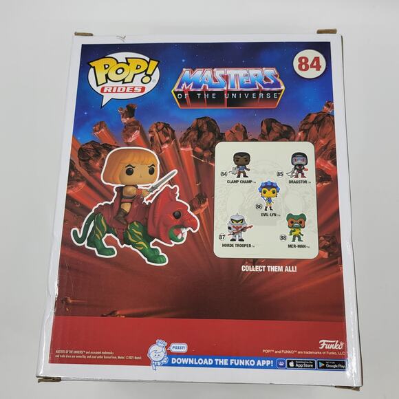 Funko pop! Rides, Master of the Universe, He-Man on Battle Cat, Flocked #84 New - Picture 7 of 8